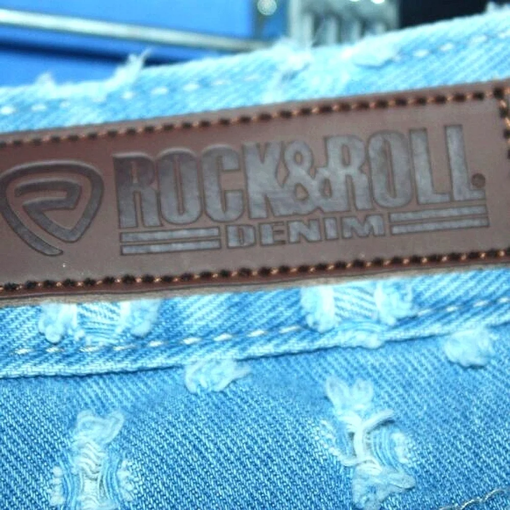 Rock & Roll Denim High Rise Eyelet Denim Shorts Blue NWT